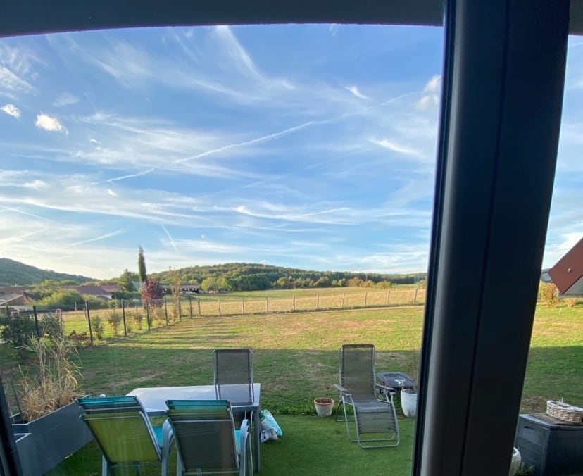 Vue dégagée sur un jardin à travers une baie vitrée impeccable
